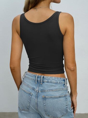 Eachyes Womens Sleeveless Scoop Neck Tank Top Fitted Shirts Going Out Tops Basic Clothes Summer Y2k Cute Outfits Trendy in Saudi Arabia