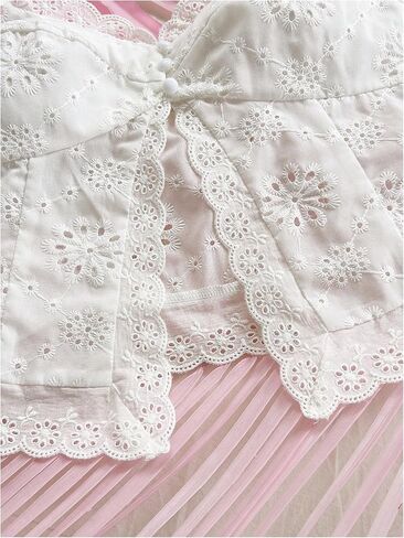 SHENHE Women's Lace Trim Eyelet Tank Tops Y2K Sweetheart Neckline Split Beach Vacation Crop Top in Kuwait