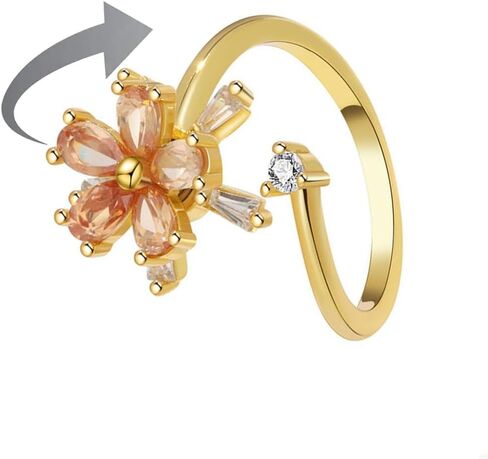 Dainty Pink Flower Ring for Women Gold Open Cherry Blossom Ring Lightweight Adjustable Floral Ring Trendy Statement Fashion Jewelry Accessories in Saudi Arabia