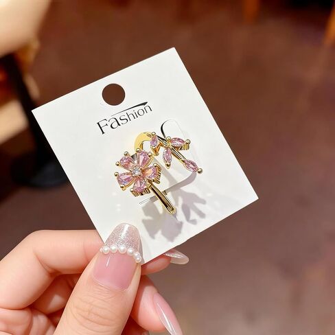 Dainty Pink Flower Ring for Women Gold Open Cherry Blossom Ring Lightweight Adjustable Floral Ring Trendy Statement Fashion Jewelry Accessories in Saudi Arabia