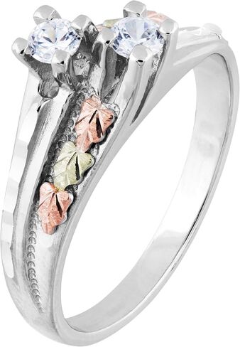 Black Hills Silver Synthetic White Cubic Zirconia Two Stone Ring in Saudi Arabia