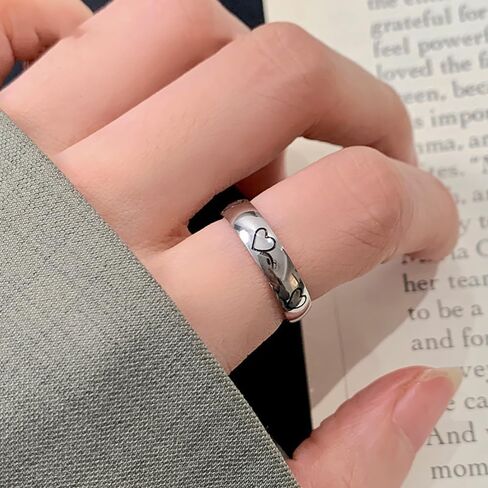 Fashion Heart Statement Ring for Women Men Titanium Stainless Steel Stackable Drip Oil Hearts Engagement Anniversary Promise Knuckle Finger Bands Minimalist Fashion Jewelry for Her Love Rings in Kuwait