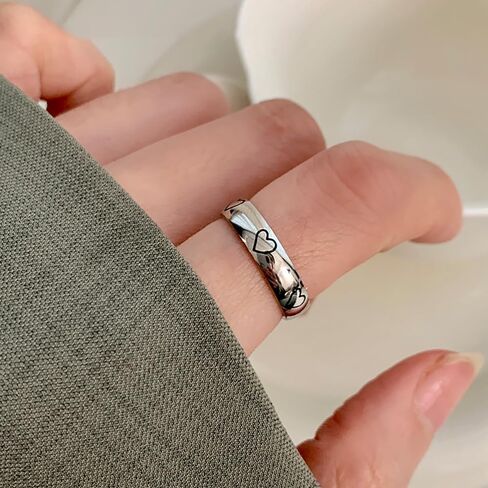 Fashion Heart Statement Ring for Women Men Titanium Stainless Steel Stackable Drip Oil Hearts Engagement Anniversary Promise Knuckle Finger Bands Minimalist Fashion Jewelry for Her Love Rings in Kuwait