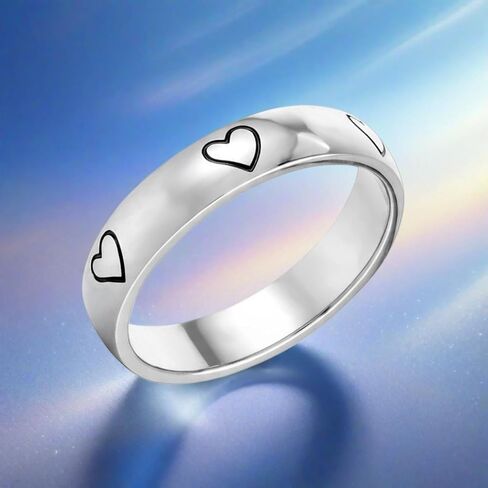 Fashion Heart Statement Ring for Women Men Titanium Stainless Steel Stackable Drip Oil Hearts Engagement Anniversary Promise Knuckle Finger Bands Minimalist Fashion Jewelry for Her Love Rings in Kuwait