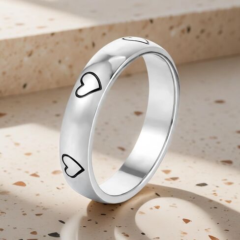 Fashion Heart Statement Ring for Women Men Titanium Stainless Steel Stackable Drip Oil Hearts Engagement Anniversary Promise Knuckle Finger Bands Minimalist Fashion Jewelry for Her Love Rings in Kuwait