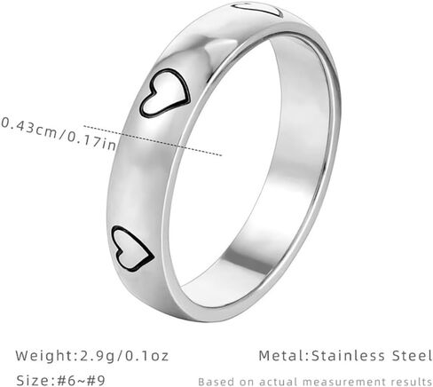 Fashion Heart Statement Ring for Women Men Titanium Stainless Steel Stackable Drip Oil Hearts Engagement Anniversary Promise Knuckle Finger Bands Minimalist Fashion Jewelry for Her Love Rings in Kuwait