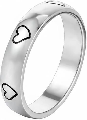 Fashion Heart Statement Ring for Women Men Titanium Stainless Steel Stackable Drip Oil Hearts Engagement Anniversary Promise Knuckle Finger Bands Minimalist Fashion Jewelry for Her Love Rings in Kuwait