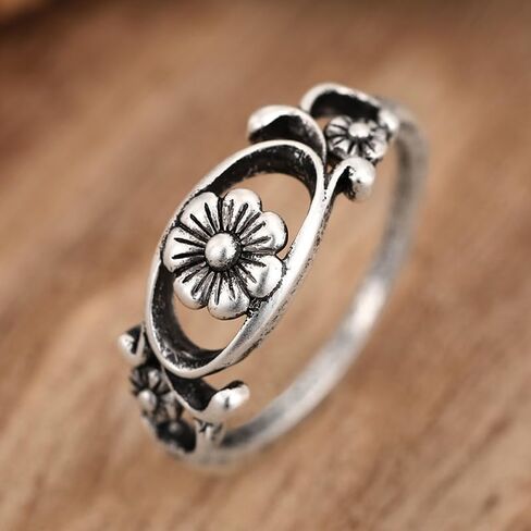 Vintage Hollow Floral Statement Ring for Women Daily Wear Band in Kuwait