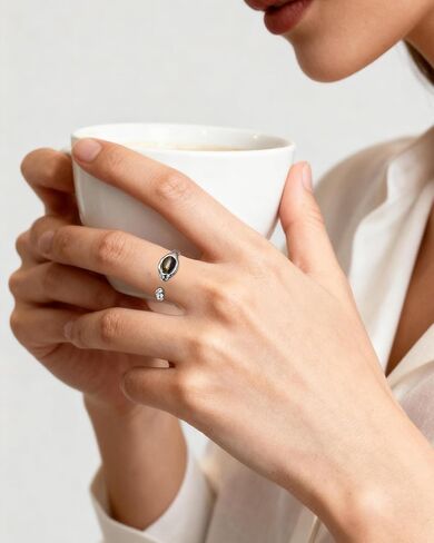 Silver Tiger Eye Open Ring Statement Cool Stone Adjustable Rings for Women Grunge Jewelry in Saudi Arabia