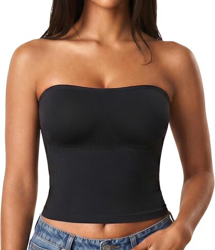 Women's Padded Tube Tops Built-in Bra Strapless Non-Slip Y2K Crop Top Going Out Tanks Summer Outfits in Saudi Arabia