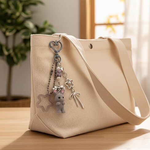 3 Pcs Aesthetic Y2K Keychain Bunny Cat Keychain Pendant Star bow baseball pendant Bag Charms Backpack Handbag Charms in Saudi Arabia