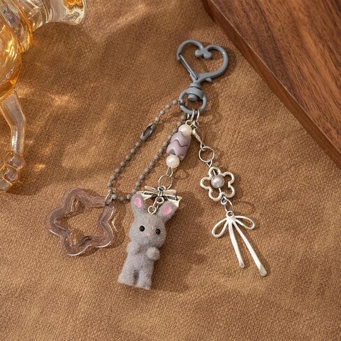 3 Pcs Aesthetic Y2K Keychain Bunny Cat Keychain Pendant Star bow baseball pendant Bag Charms Backpack Handbag Charms in Saudi Arabia