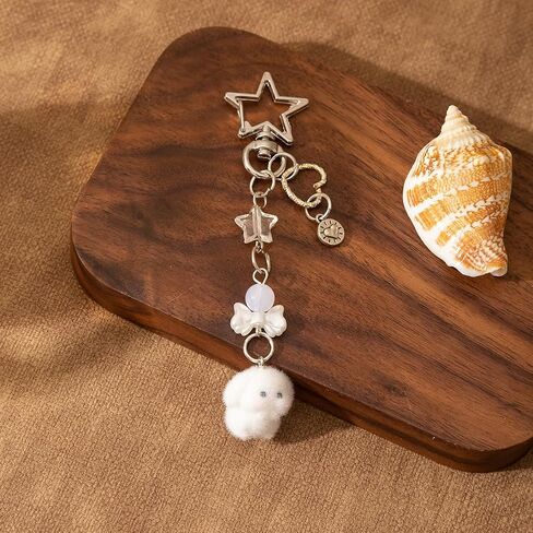 3 Pcs Aesthetic Y2K Keychain Bunny Cat Keychain Pendant Star bow baseball pendant Bag Charms Backpack Handbag Charms in Saudi Arabia