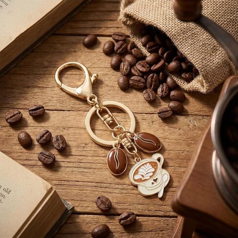 Coffee Keychain - Latte Cup Beans Keychains Bag Charms for Women,Drink KeyChains Gifts for Coffee Lovers，Friends，Sons，Family，Girls，Boys in Saudi Arabia