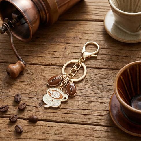 Coffee Keychain - Latte Cup Beans Keychains Bag Charms for Women,Drink KeyChains Gifts for Coffee Lovers，Friends，Sons，Family，Girls，Boys in Saudi Arabia