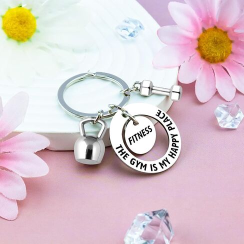 Gym Gifts for Women Gym Keychain Workout Gifts for Men Women Dumbbell Bodybuilding Keychain Crossfit Fitness Accessories for Trainer Bodybuilder Sports Lover Keepsake in Saudi Arabia