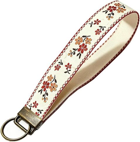 Floral Embroidered Wristlet Keychain for Women, Soft Fabric Wrist Strap Lanyard for Keys,Cute Wrist Key Chain in Saudi Arabia