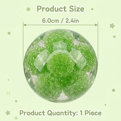 Coconut Oil Stress Ball, Green Fruit Sugar Crystal Handmade Ball, Coconut Oil Squishy with Sparkling Sugar-Like Texture for Desk Display in Kuwait