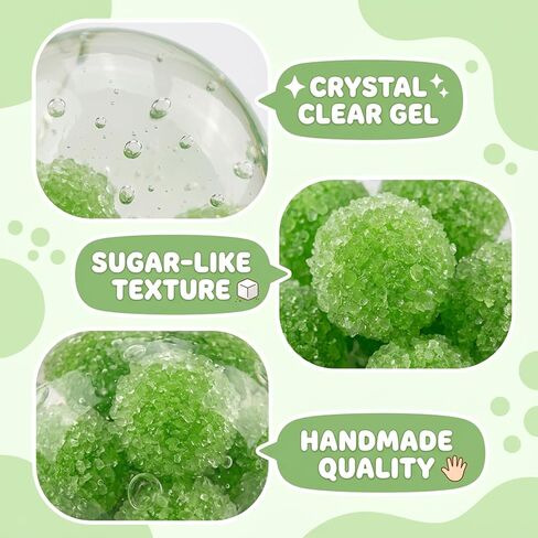 Coconut Oil Stress Ball, Green Fruit Sugar Crystal Handmade Ball, Coconut Oil Squishy with Sparkling Sugar-Like Texture for Desk Display in Kuwait