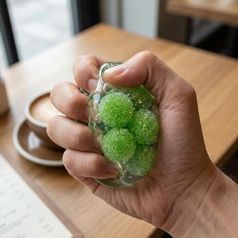 Coconut Oil Stress Ball, Green Fruit Sugar Crystal Handmade Ball, Coconut Oil Squishy with Sparkling Sugar-Like Texture for Desk Display in Kuwait