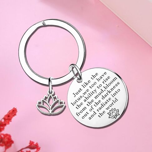 Lotus Flower Keychain Inspirational Gifts for Women Yoga Teacher Gift Lotus Flower Pendant Yoga Lovers Gift in Saudi Arabia