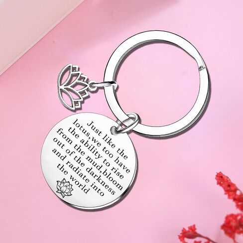 Lotus Flower Keychain Inspirational Gifts for Women Yoga Teacher Gift Lotus Flower Pendant Yoga Lovers Gift in Saudi Arabia