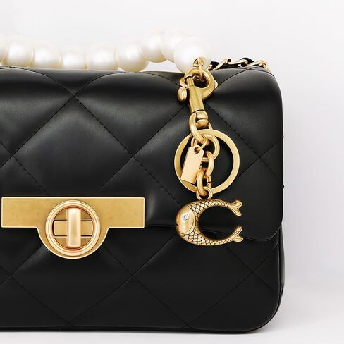 Bag Charm C for Handbags & Tote, Personalized C Initial Purse/Wallet Charms Gold with Keychain Clip in Saudi Arabia