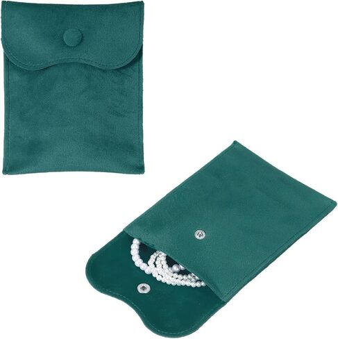 uxcell 2 Pcs Velvet Jewelry Pouches with Snap Button 2.8 x 2.8 in Small Storage Bags Gift Soft Jewelry Organizer Portable Packaging Fit for Necklaces Bracelet Rings Earings Watch, White in Kuwait