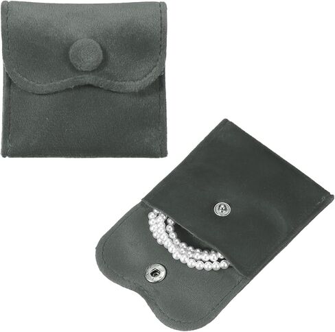 uxcell 2 Pcs Velvet Jewelry Pouches with Snap Button 2.8 x 2.8 in Small Storage Bags Gift Soft Jewelry Organizer Portable Packaging Fit for Necklaces Bracelet Rings Earings Watch, White in Kuwait