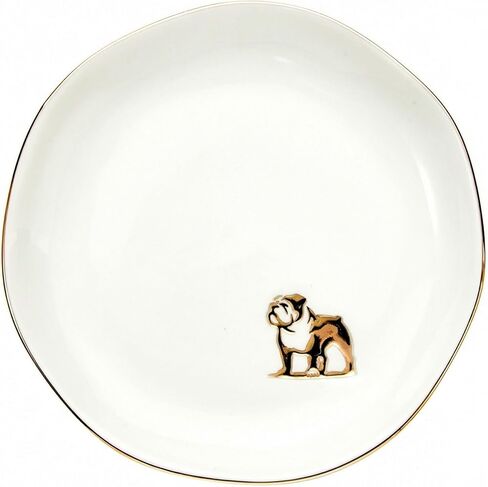 InnoBeta English Bulldog Mom Gifts, Gifts for English Bulldog Mom - 4.75" Handcrafted Ceramic Ring Dish with Gold Trim, Decorative Trinket Dish for Rings Earrings Necklaces in Saudi Arabia