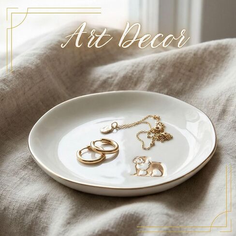 InnoBeta English Bulldog Mom Gifts, Gifts for English Bulldog Mom - 4.75" Handcrafted Ceramic Ring Dish with Gold Trim, Decorative Trinket Dish for Rings Earrings Necklaces in Saudi Arabia