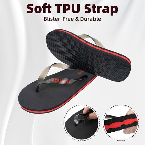 Men's Flip Flops Thong Sandals with 3-Layer Hollow Shock Absorption, Non-Slip Rubber Sole, Comfortable Beach Slides for Summer, Casual Walking, Pool & Outdoor in Kuwait