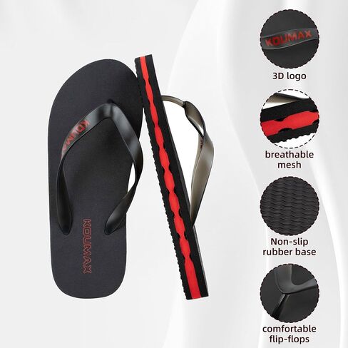Men's Flip Flops Thong Sandals with 3-Layer Hollow Shock Absorption, Non-Slip Rubber Sole, Comfortable Beach Slides for Summer, Casual Walking, Pool & Outdoor in Kuwait