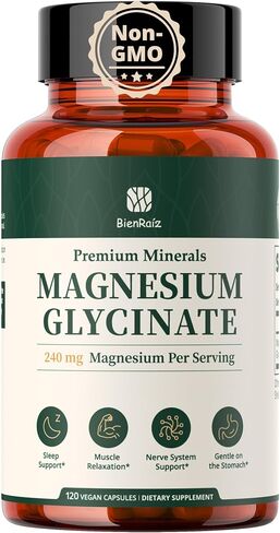 Magnesium Glycinate Supplement, 240mg Elemental, 120 Capsules | High Potency, 100% Fully Chelated, Sleep Aid for Relaxation, Non-GMO, Gluten-Free in Saudi Arabia