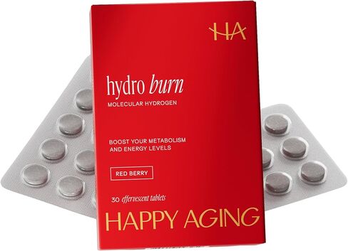 Happy Aging Hydro Burn H2 Molecular Hydrogen Water Tablets|Clean Energy & Metabolic Support| Molecular Hydrogen with Magnesium| Fast-Dissolving, Keto Antioxidant|30 Red Berry Tablets in Saudi Arabia