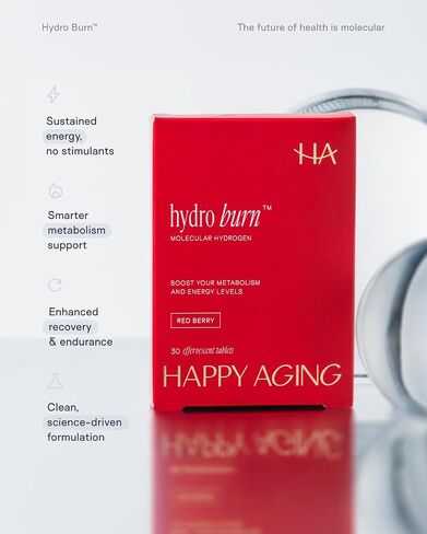 Happy Aging Hydro Burn H2 Molecular Hydrogen Water Tablets|Clean Energy & Metabolic Support| Molecular Hydrogen with Magnesium| Fast-Dissolving, Keto Antioxidant|30 Red Berry Tablets in Saudi Arabia