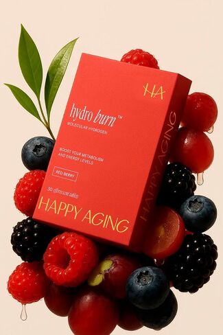 Happy Aging Hydro Burn H2 Molecular Hydrogen Water Tablets|Clean Energy & Metabolic Support| Molecular Hydrogen with Magnesium| Fast-Dissolving, Keto Antioxidant|30 Red Berry Tablets in Saudi Arabia