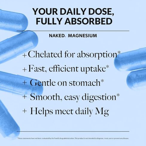 Naked Magnesium Glycinate Complex - 300mg Magnesium Supplement with Citrate & Malate - High Absorption Formula - Vegan, Non-GMO, Gluten-Free - 120 Capsules in Saudi Arabia