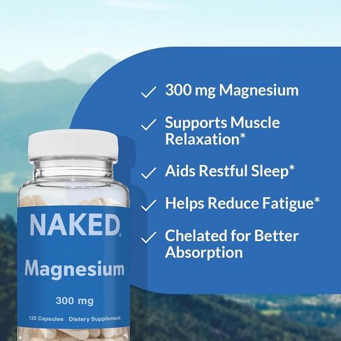 Naked Magnesium Glycinate Complex - 300mg Magnesium Supplement with Citrate & Malate - High Absorption Formula - Vegan, Non-GMO, Gluten-Free - 120 Capsules in Saudi Arabia