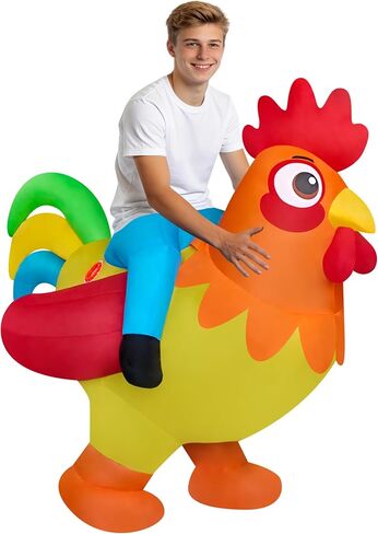 Funny Ride On Chicken Inflatable Costume Rooster Riding Adult Blow Up Suit Outfit for Halloween,Christmas,Mardi Gras Easter,Carnival Parade in Saudi Arabia