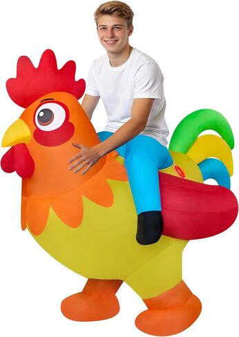 Funny Ride On Chicken Inflatable Costume Rooster Riding Adult Blow Up Suit Outfit for Halloween,Christmas,Mardi Gras Easter,Carnival Parade in Saudi Arabia
