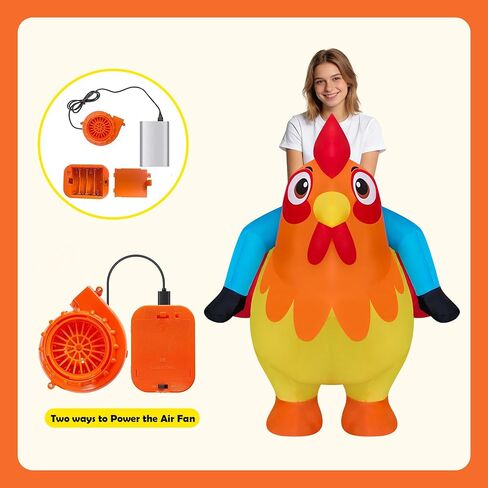 Funny Ride On Chicken Inflatable Costume Rooster Riding Adult Blow Up Suit Outfit for Halloween,Christmas,Mardi Gras Easter,Carnival Parade in Saudi Arabia