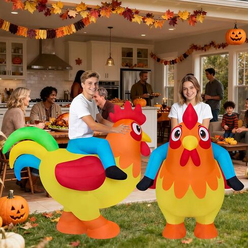 Funny Ride On Chicken Inflatable Costume Rooster Riding Adult Blow Up Suit Outfit for Halloween,Christmas,Mardi Gras Easter,Carnival Parade in Saudi Arabia