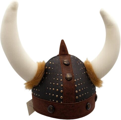 Nicky Bigs Novelties Morph Faux Leather Viking Helmet With Horns and Faux Fur Soft Medieval Viking Hats Norse Warrior Barbarian Halloween Costumes for Adults One Size Fits Most in Kuwait