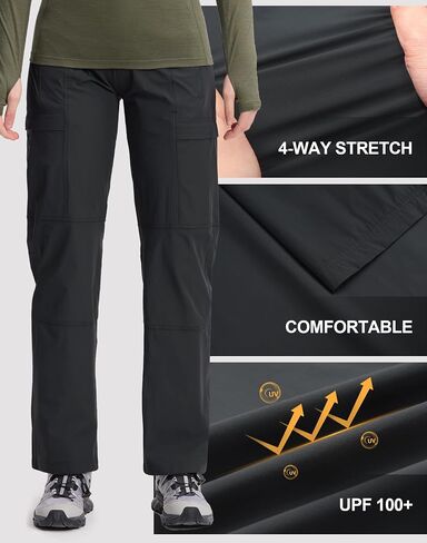 Pioneer Camp Women's Cargo Hiking Pants Packable Ultra-Light UPF100 Stretch Work Travel Pants with 4 Pockets Trail Outdoor in Kuwait
