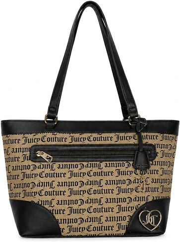 حقيبة كتف من Juicy Couture Call It A Classic تحمل شعار Monogram ومحفظة يومية كبيرة مقاس 15 بوصة × 10 بوصة in Kuwait