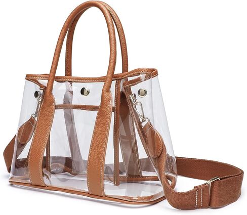 Clear Tote Bag for Women Stadium Approved, Transparent TPU Purse Handbag with Adjustable Guitar Strap for Concert Sports Work in Saudi Arabia