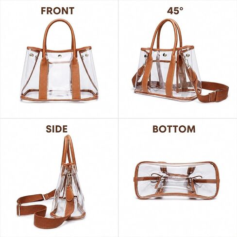 Clear Tote Bag for Women Stadium Approved, Transparent TPU Purse Handbag with Adjustable Guitar Strap for Concert Sports Work in Saudi Arabia