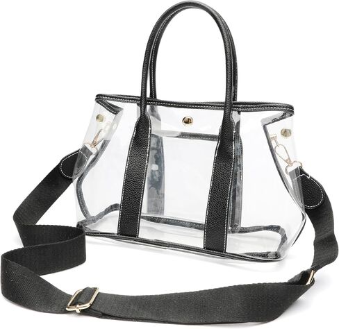 Clear Tote Bag for Women Stadium Approved, Transparent TPU Purse Handbag with Adjustable Guitar Strap for Concert Sports Work in Saudi Arabia
