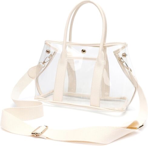 Clear Tote Bag for Women Stadium Approved, Transparent TPU Purse Handbag with Adjustable Guitar Strap for Concert Sports Work in Saudi Arabia